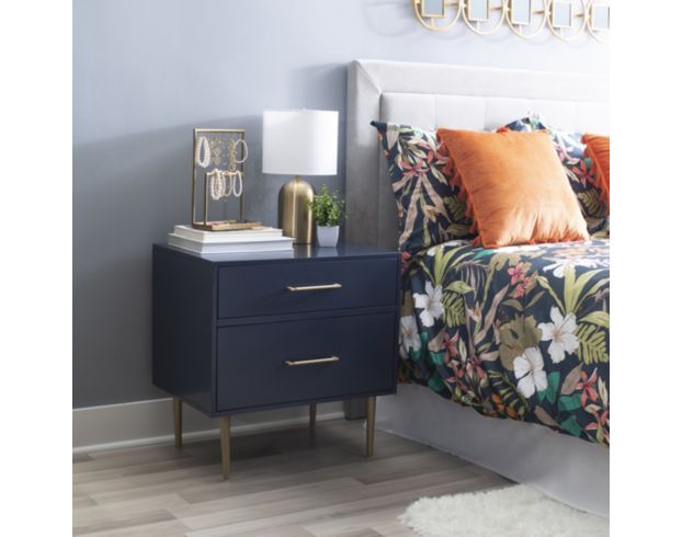 Linon Glam Navy Nightstand large image number 4