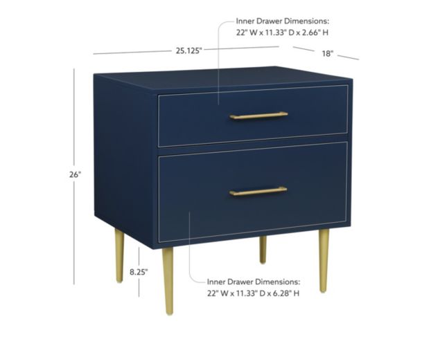 Linon Glam Navy Nightstand large image number 5