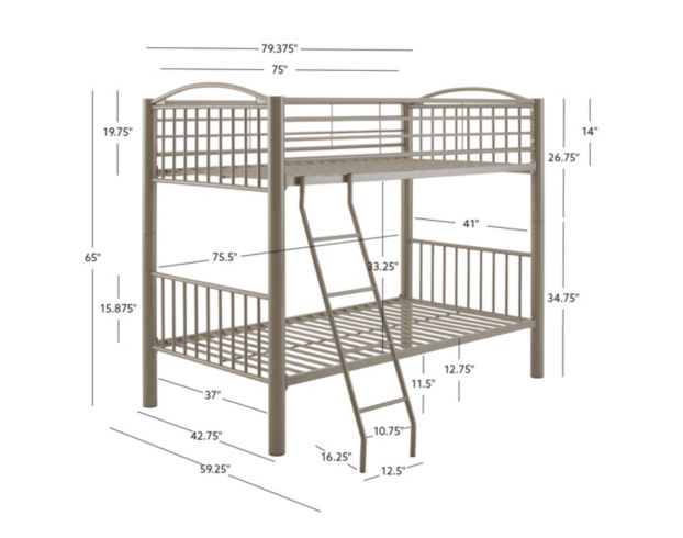 Linon Home Decor Products, Inc. Heavy Metal Pewter Twin Bunkbed large image number 6