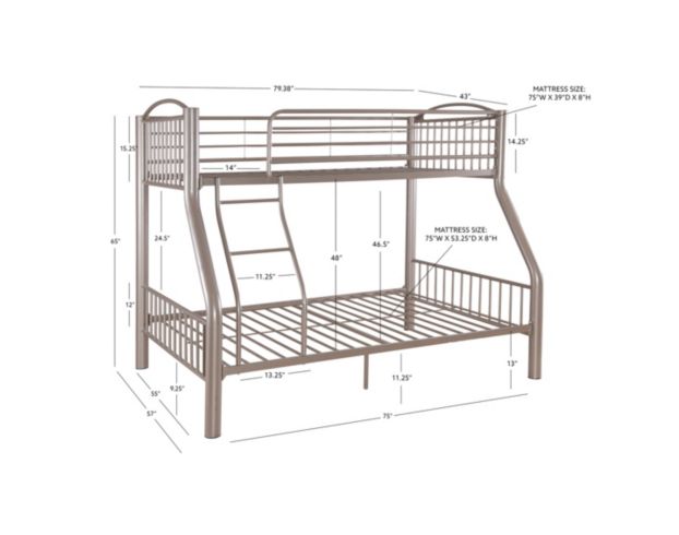 Linon Home Decor Products, Inc. Heavy Metal Pewter Twin Over Full Bunkbed large image number 6