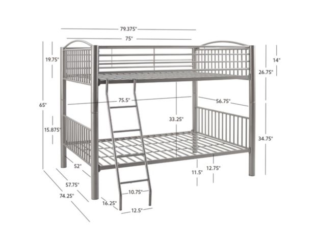 Linon Home Decor Products, Inc. Heavy Metal Pewter Full Bunkbed large image number 6