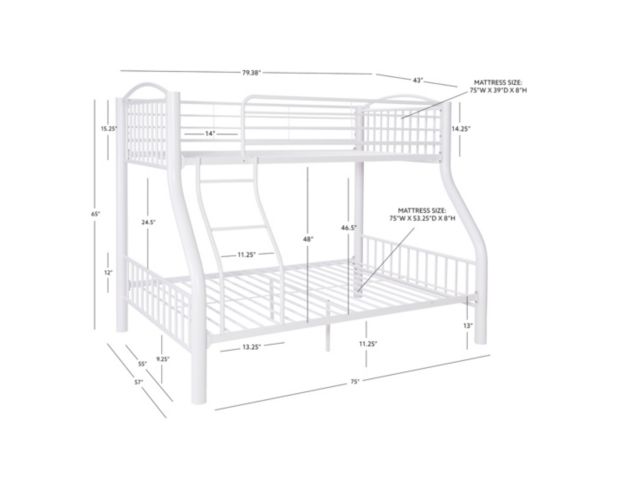 Linon Home Decor Products, Inc. Heavy Metal White Twin Over Full Bunkbed large image number 6