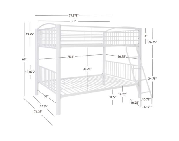 Linon Home Decor Products, Inc. Heavy Metal White Full Bunkbed large image number 5