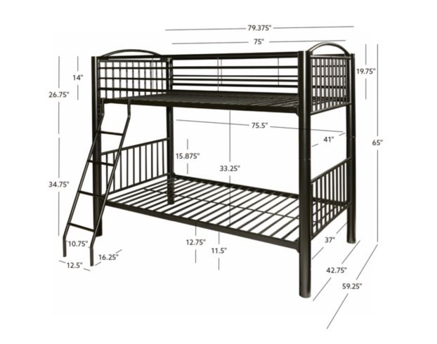 Linon Home Decor Products, Inc. Heavy Metal Black Twin Bunkbed large image number 5