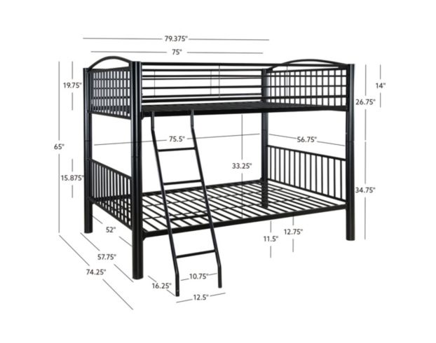 Linon Home Decor Products, Inc. Heavy Metal Black Full Bunkbed large image number 5