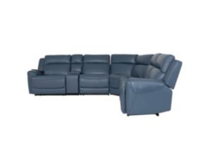 Lamps Per Se KM6226 Collection Florida Baja Blue Leather 6-Piece Power Reclining Sectional