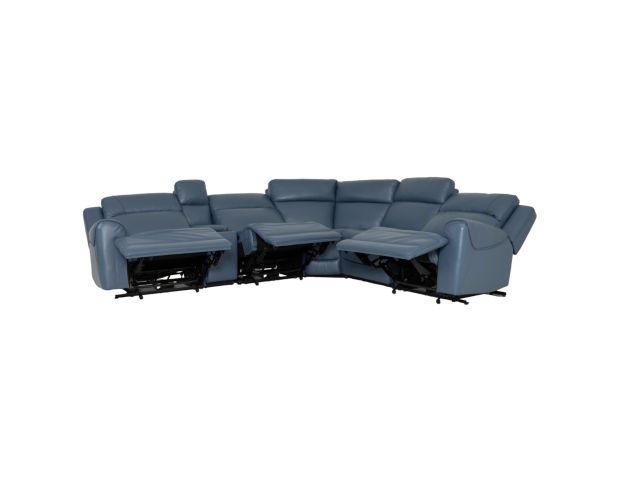 Lamps Per Se KM6226 Collection Florida Baja Blue Leather 6-Piece Power Reclining Sectional large image number 3