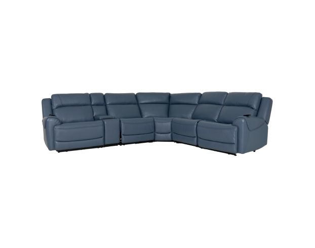 Lamps Per Se KM6226 Collection Florida Baja Blue Leather 6-Piece Power Reclining Sectional large image number 4