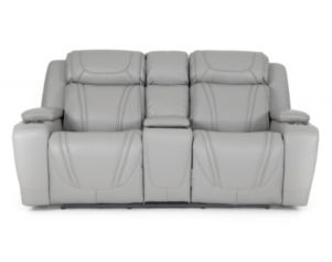 Lamps Per Se KM6155 Light Gray Leather Power Reclining Loveseat with Console