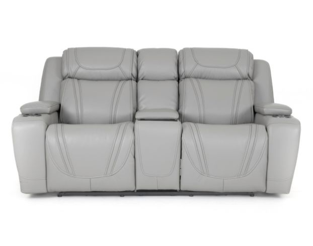 Lamps Per Se KM6155 Light Gray Leather Power Reclining Loveseat with Console large image number 1