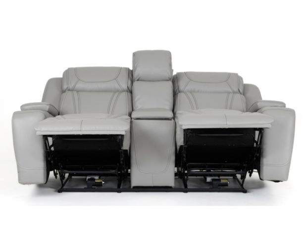 Lamps Per Se KM6155 Light Gray Leather Power Reclining Loveseat with Console large image number 2