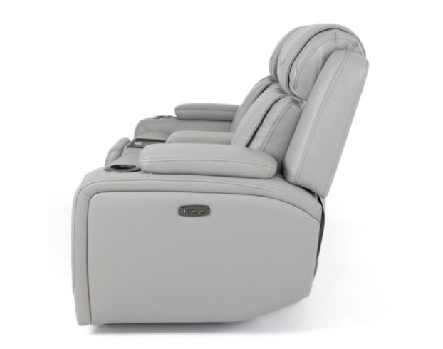 Lamps Per Se KM6155 Light Gray Leather Power Reclining Loveseat with Console large image number 5