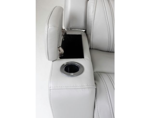 Lamps Per Se KM6155 Light Gray Leather Power Reclining Loveseat with Console large image number 9