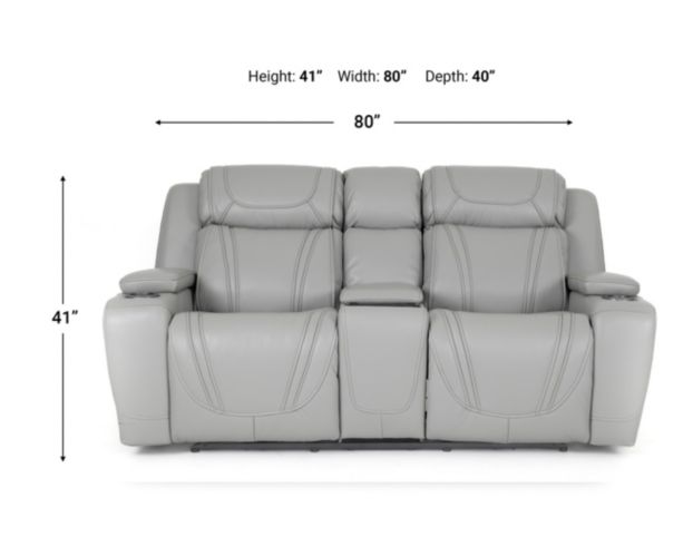 Lamps Per Se KM6155 Light Gray Leather Power Reclining Loveseat with Console large image number 12