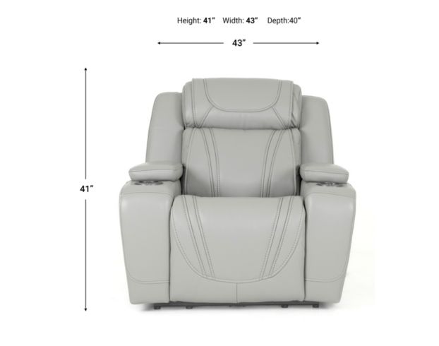 Lamps Per Se KM6155 Light Gray Leather Power Recliner large image number 11