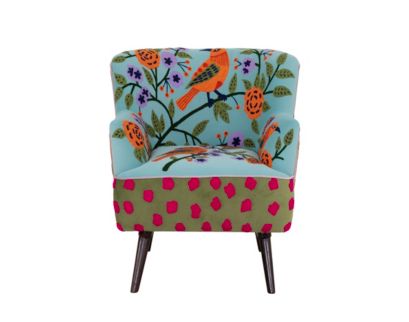 Lr Home Matilda Blue Embroidered Accent Chair