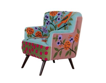 Lr Home Matilda Blue Embroidered Accent Chair