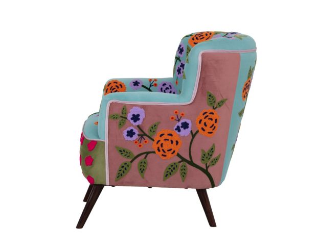 Lr Home Matilda Blue Embroidered Accent Chair large image number 3