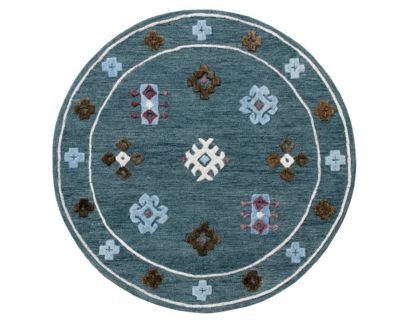 Lr Home Vibrance Blue 7-Inch Round Rug