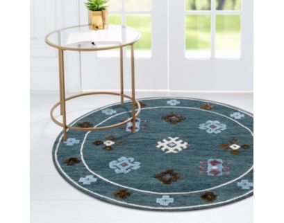 Lr Home Vibrance Blue 7-Inch Round Rug