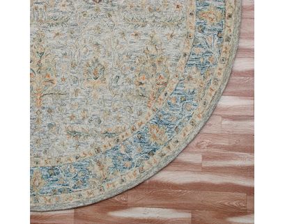 Lr Home Vintage Blue/Beige 8.6-Foot Round Rug