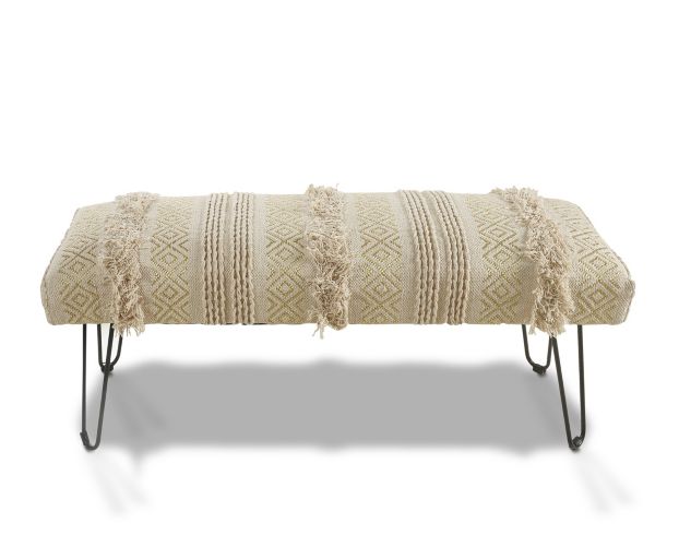 Lr Home White and Gold Tufted Bench large image number 1