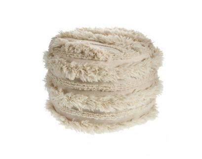 Lr Home White Fringe Pouf