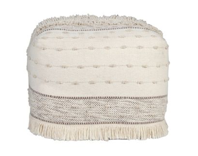 Lr Home Beige & Ivory Pouf