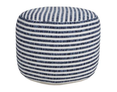 Lr Home Dark Blue Striped Pouf