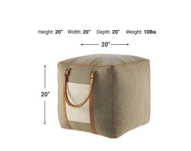 Lr Home 20 X 20 Inch Handled Pouf