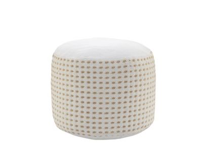 Lr Home White & Tan Pouf