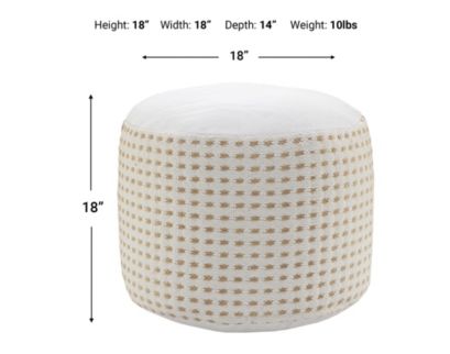 Lr Home White & Tan Pouf