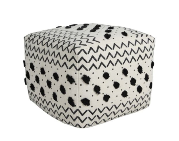 Lr Home Black and White Geometric Pouf large image number 1