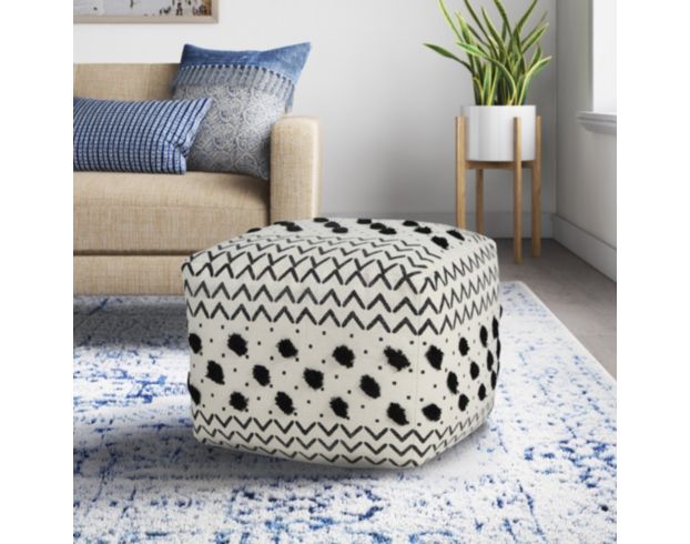 Lr Home Black and White Geometric Pouf large image number 2
