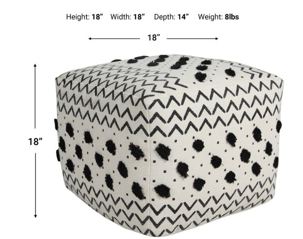 Lr Home Black and White Geometric Pouf large image number 3