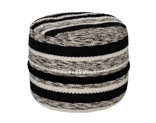 Lr Home Black and White Striped Pouf large image number 1