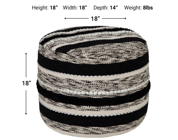 Lr Home Black and White Striped Pouf large image number 3