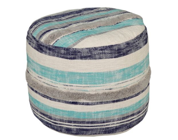 Lr Home Blue and White Striped Pouf large image number 1
