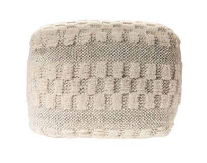 Lr Home Cream and Light Gray Pouf