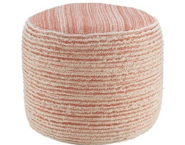Lr Home Coral and White Pouf large image number 1