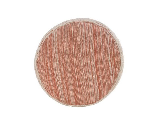 Lr Home Coral and White Pouf large image number 2