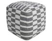 Lr Home Gray & White Pouf 18X18 small image number 1
