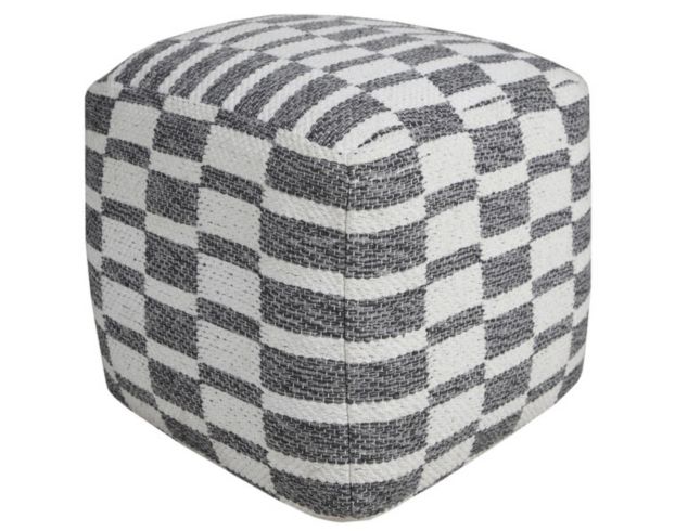 Lr Home Gray & White Pouf 18X18 large image number 1