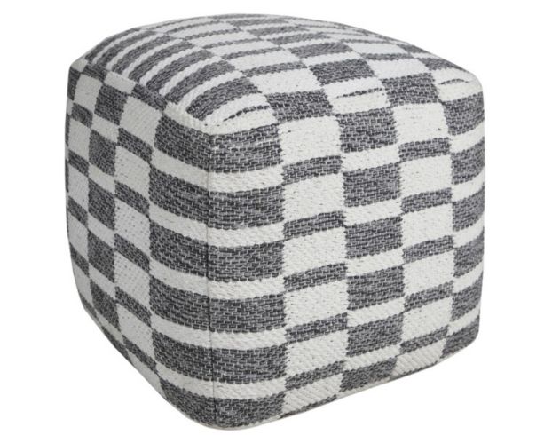 Lr Home Gray & White Pouf 18X18 large image number 2