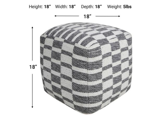 Lr Home Gray & White Pouf 18X18 large image number 6