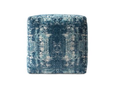 Lr Home Blue Ivory Pouf