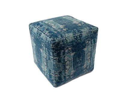 Lr Home Blue Ivory Pouf