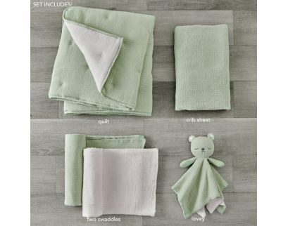 Levtex 5-Piece Sage Cloud Muslin Crib Bedding Set