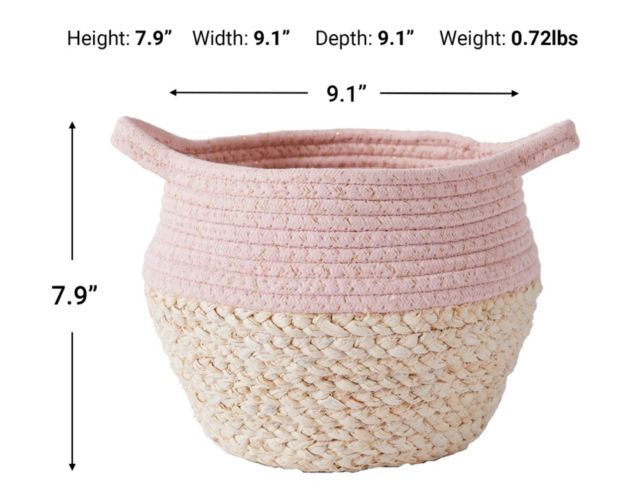 Levtex Ashika Pink Drum Basket large image number 5