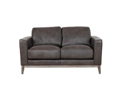 Leather Italia Ramsey Storm Gray Genuine Leather Loveseat